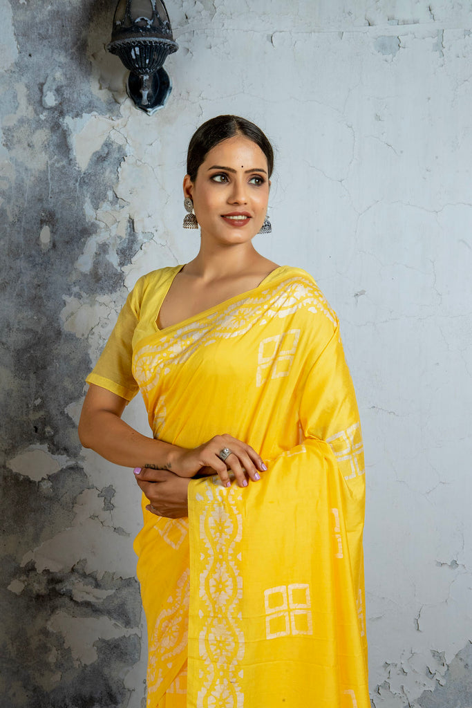 MANNAT : Yellow Cotton Saree Cotton Saree stylefables   