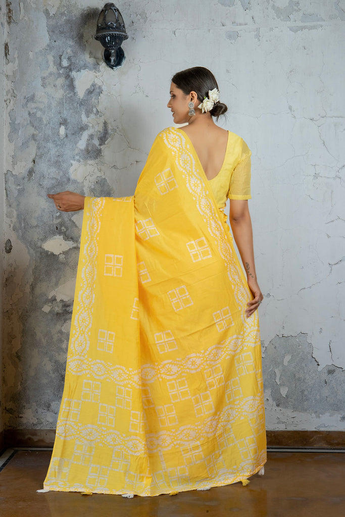 MANNAT : Yellow Cotton Saree Cotton Saree stylefables   