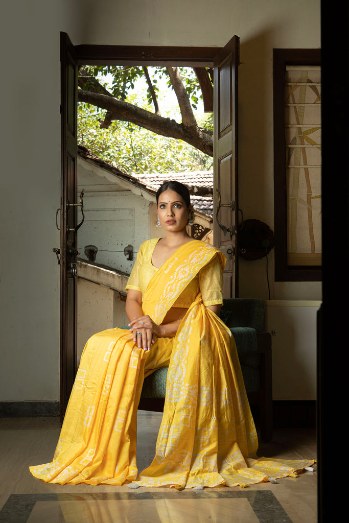 MANNAT : Yellow Cotton Saree Cotton Saree stylefables   