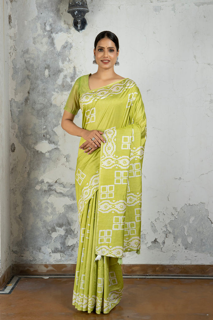 MANNAT : Green Cotton Saree Cotton Saree stylefables   