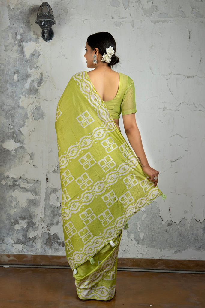 MANNAT : Green Cotton Saree Cotton Saree stylefables   