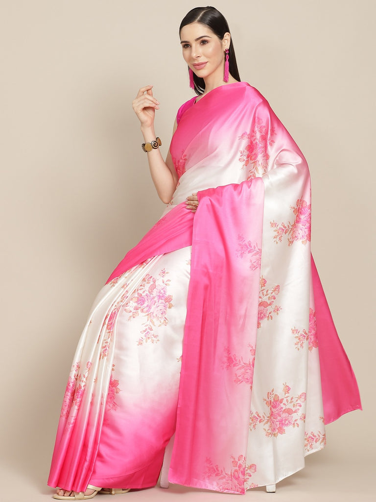 OMBRE LOVE- PINK Satin Saree stylefables   