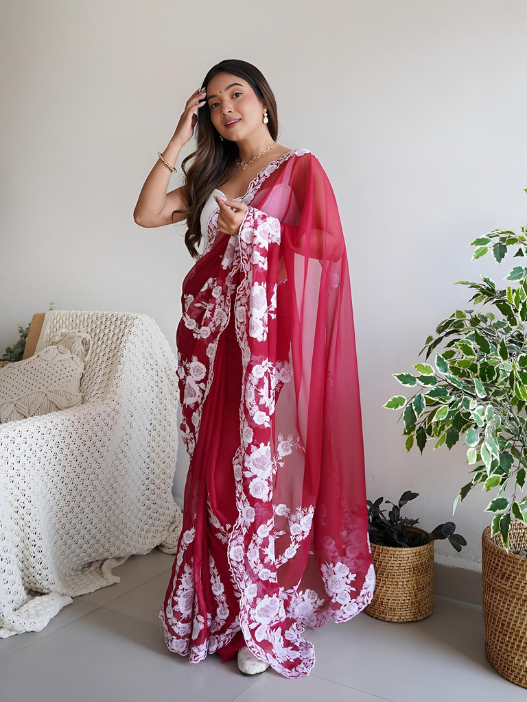 ELAN- RED Cotton Saree stylefables   