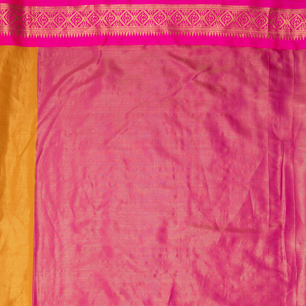 ROYAL RADIANCE- YELLOW SILK WITH CONTRAST ZARI BORDER SAREE Cotton Saree stylefables   