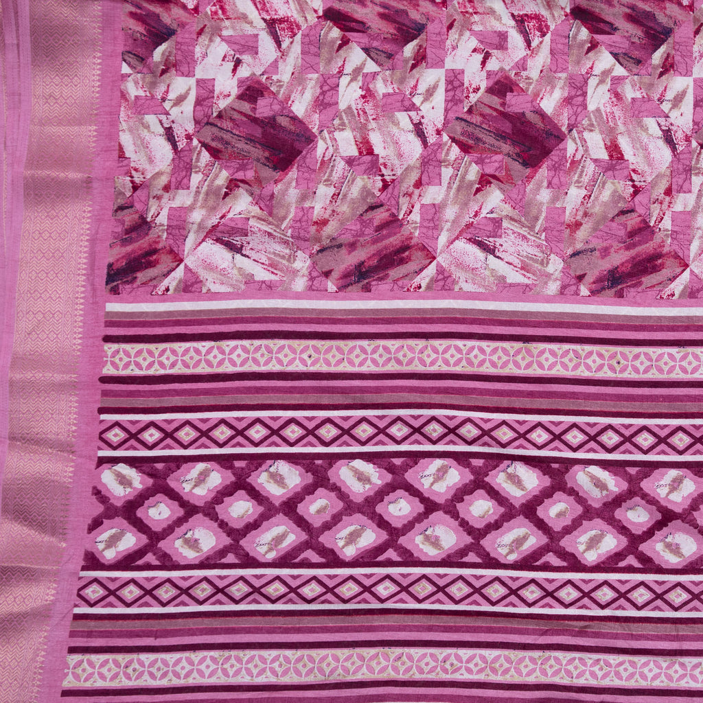 SILK SYMPHONY- PINK SILK WITH ZARI BORDER SAREE Cotton Saree stylefables   