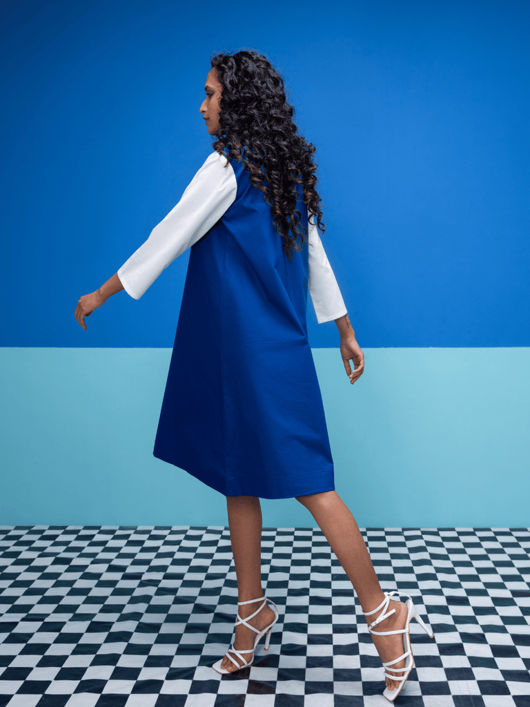 Ecru- Blue Dress Dress stylefables