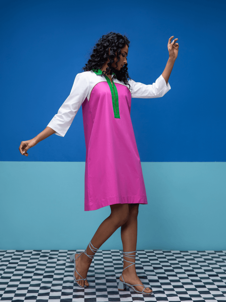 Ecru- Pink Dress Dress stylefables