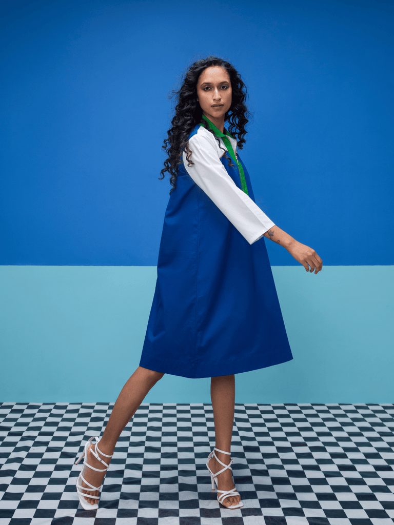 Ecru- Blue Dress Dress stylefables