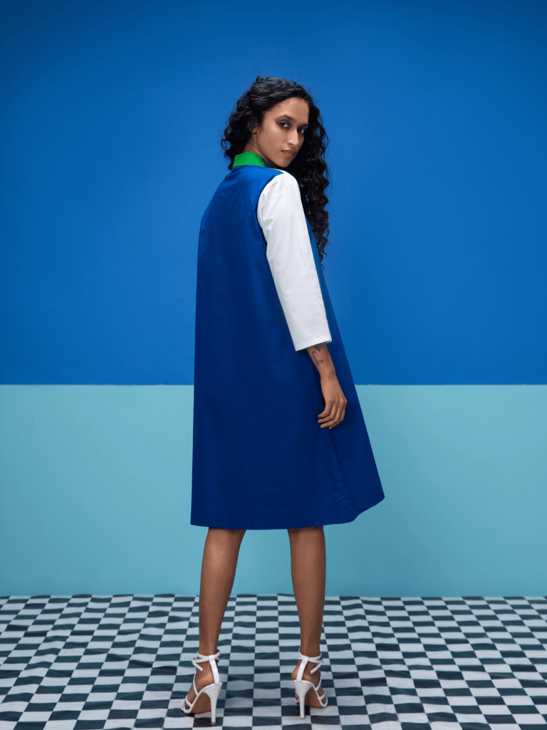 Ecru- Blue Dress Dress stylefables