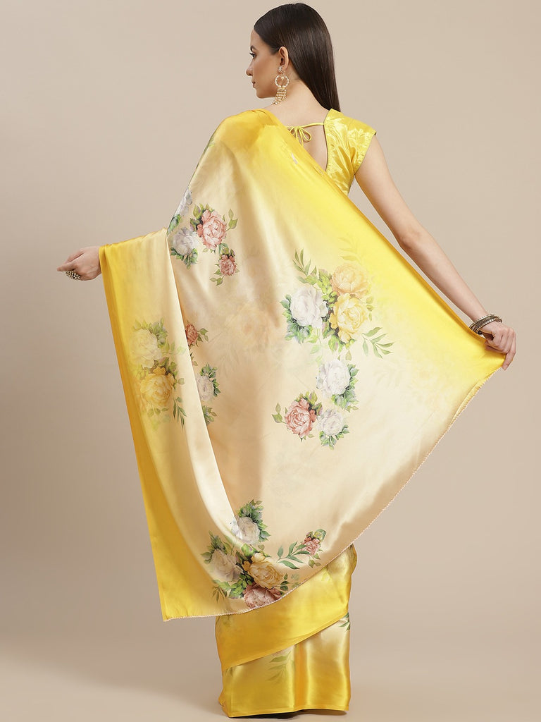 OMBRE LOVE- YELLOW Satin Saree stylefables   