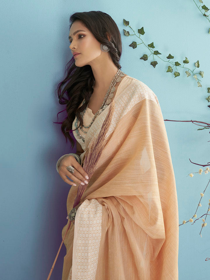 KAPAS : Brown Linen Saree Linen Saree stylefables   