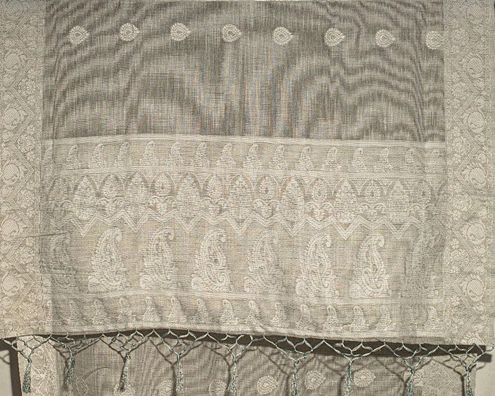 CHARKHA : Grey Linen Saree Linen Saree stylefables   