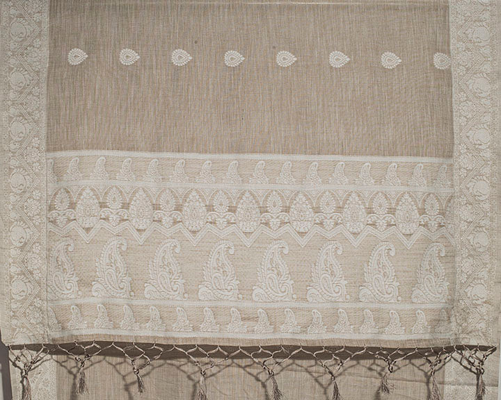 CHARKHA : Grey Linen Saree Linen Saree stylefables   