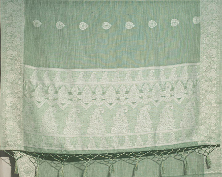 CHARKHA : Green Linen Saree Linen Saree stylefables   