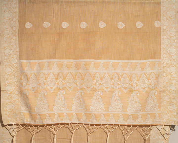 CHARKHA : Rust Linen Saree Linen Saree stylefables   