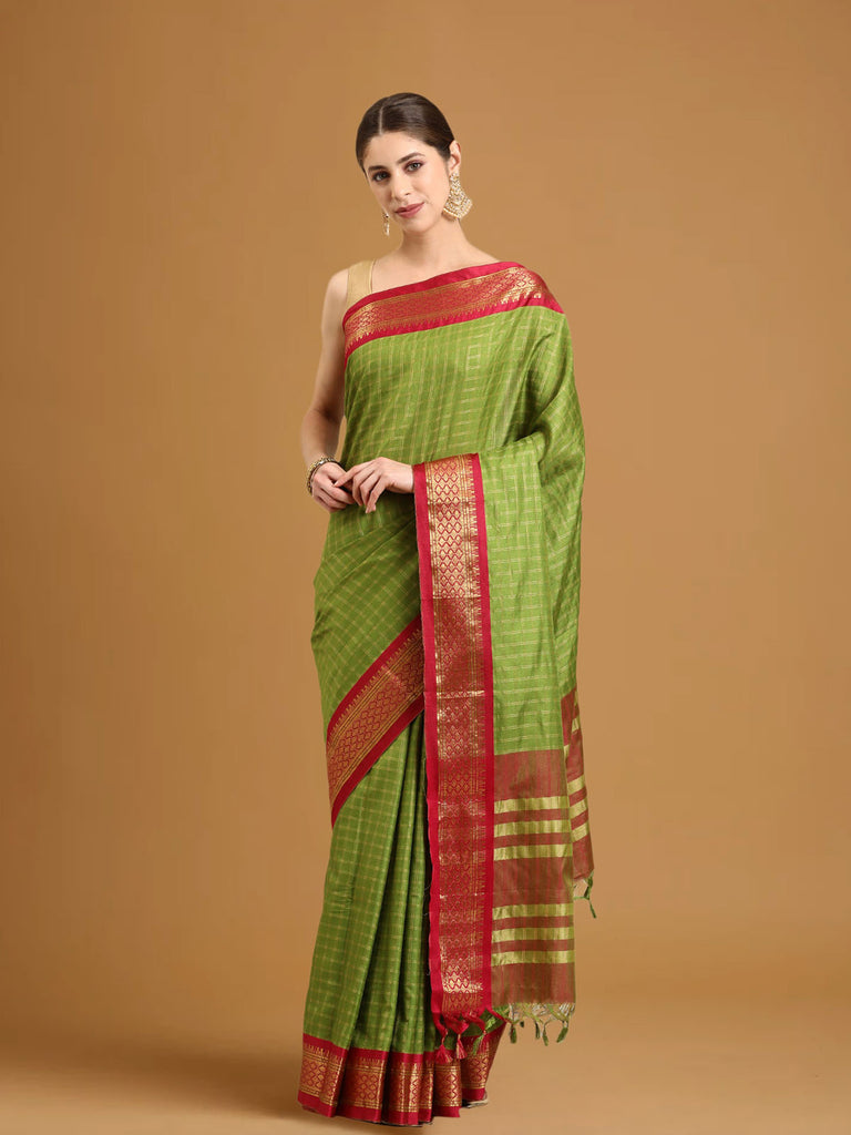 BAHAR : Green Banarasi Silk Saree Silk Saree stylefables   