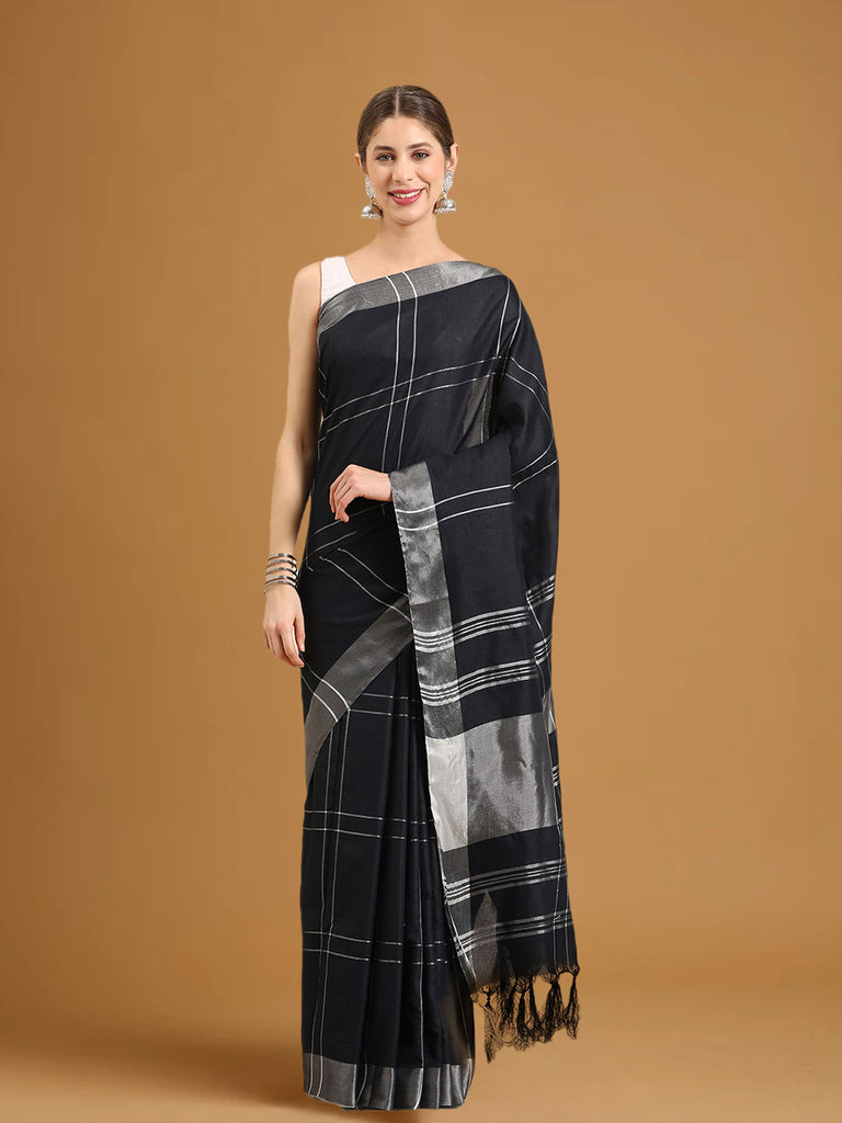 SUTA : Black Cotton Saree Cotton Saree stylefables   