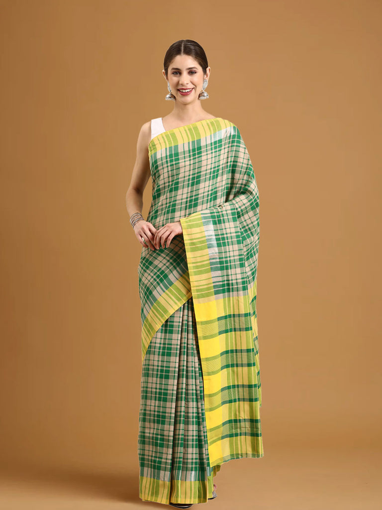 SUTA : Green Yellow Cotton Saree Cotton Saree stylefables   