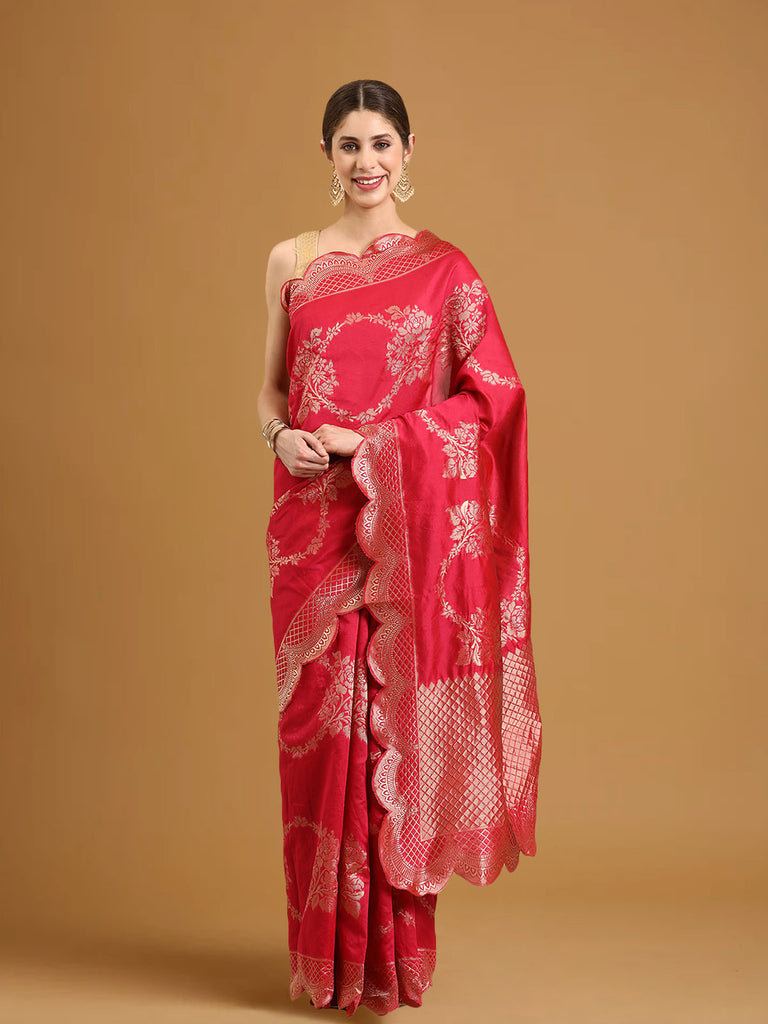 MAHARANI: Pink Banarasi Silk Saree Silk Saree stylefables   