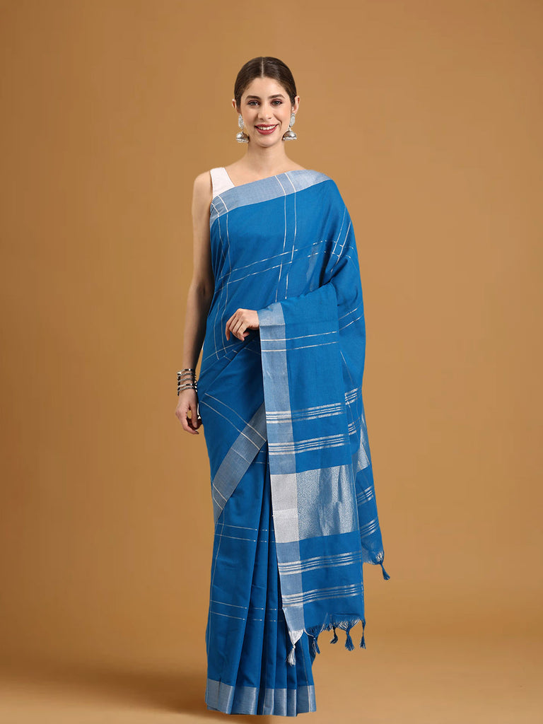 SUTA : Blue Cotton Saree Cotton Saree stylefables   