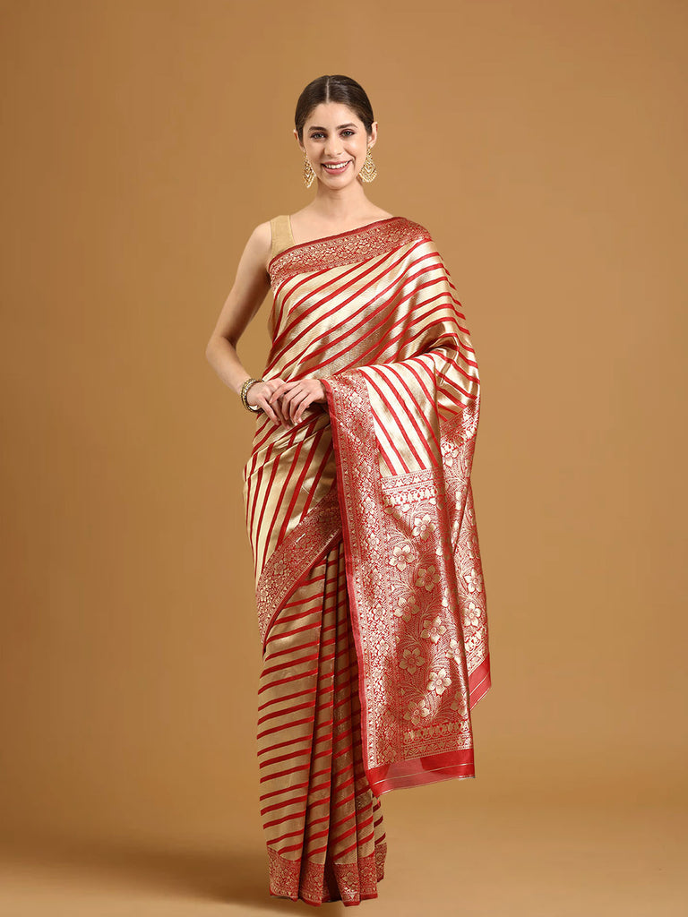 MAYA : Red Banarasi Silk Saree Silk Saree stylefables   