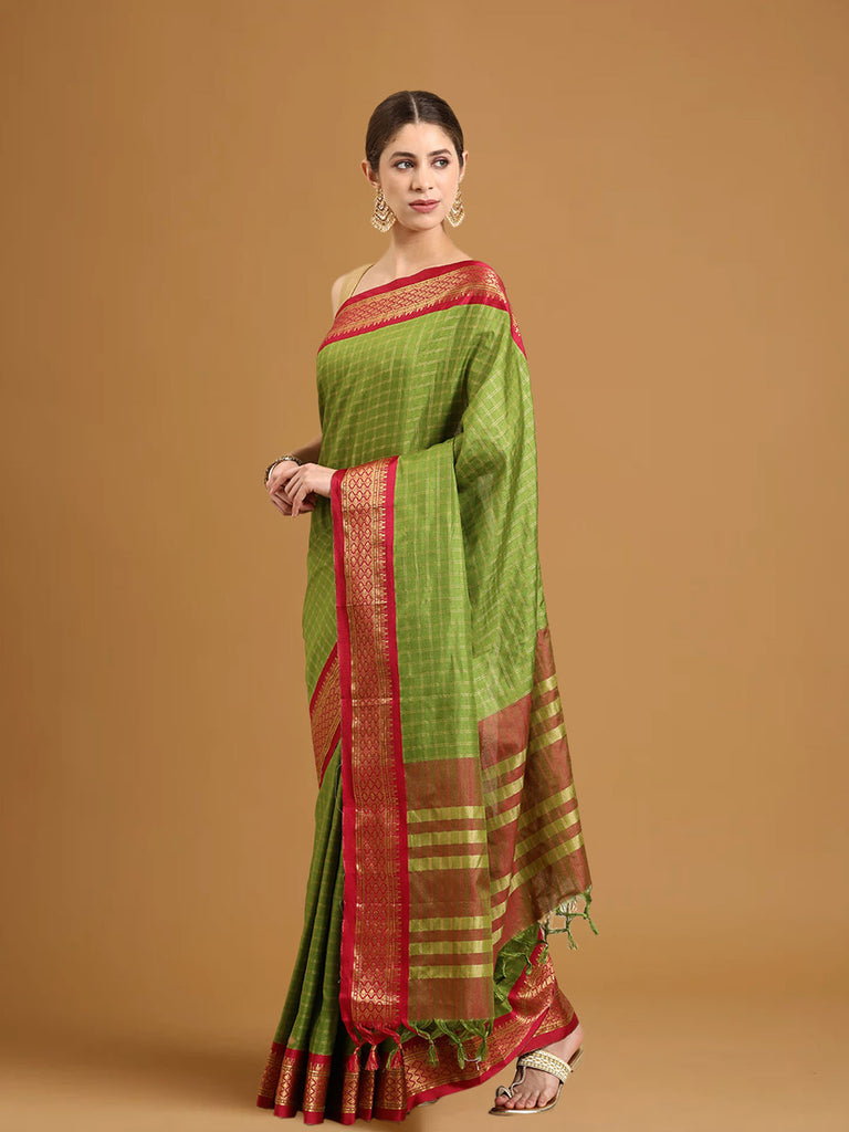 BAHAR : Green Banarasi Silk Saree Silk Saree stylefables   