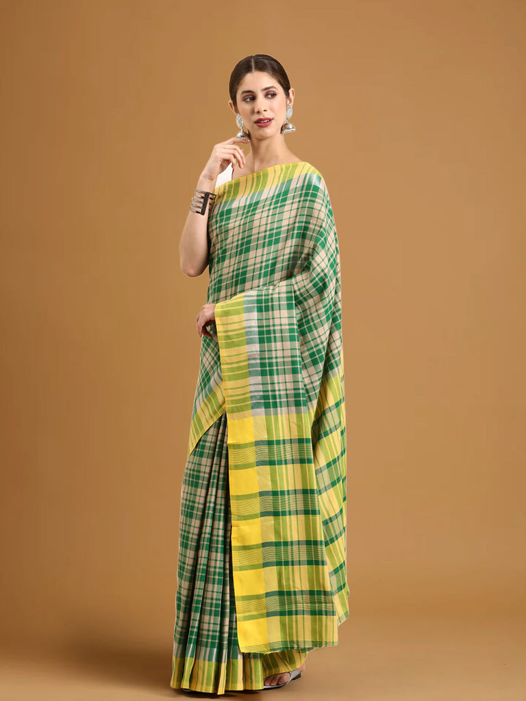 SUTA : Green Yellow Cotton Saree Cotton Saree stylefables   