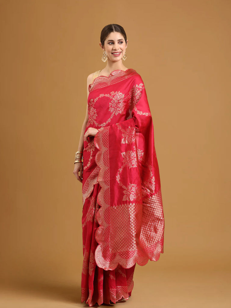 MAHARANI: Pink Banarasi Silk Saree Silk Saree stylefables   