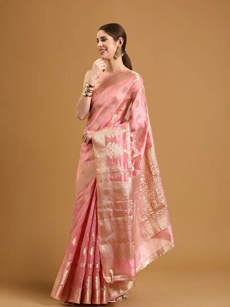 QALA : Pink Banarasi Silk Saree Silk Saree stylefables   