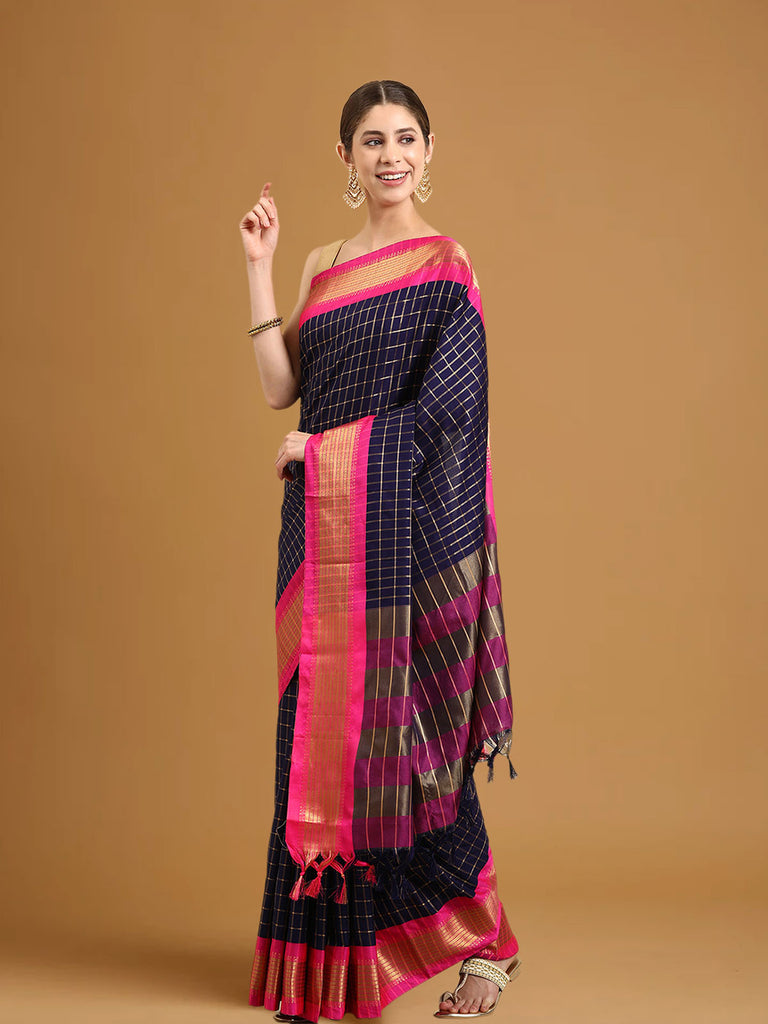 AMBAR : Blue Banarasi Silk Saree Silk Saree stylefables   