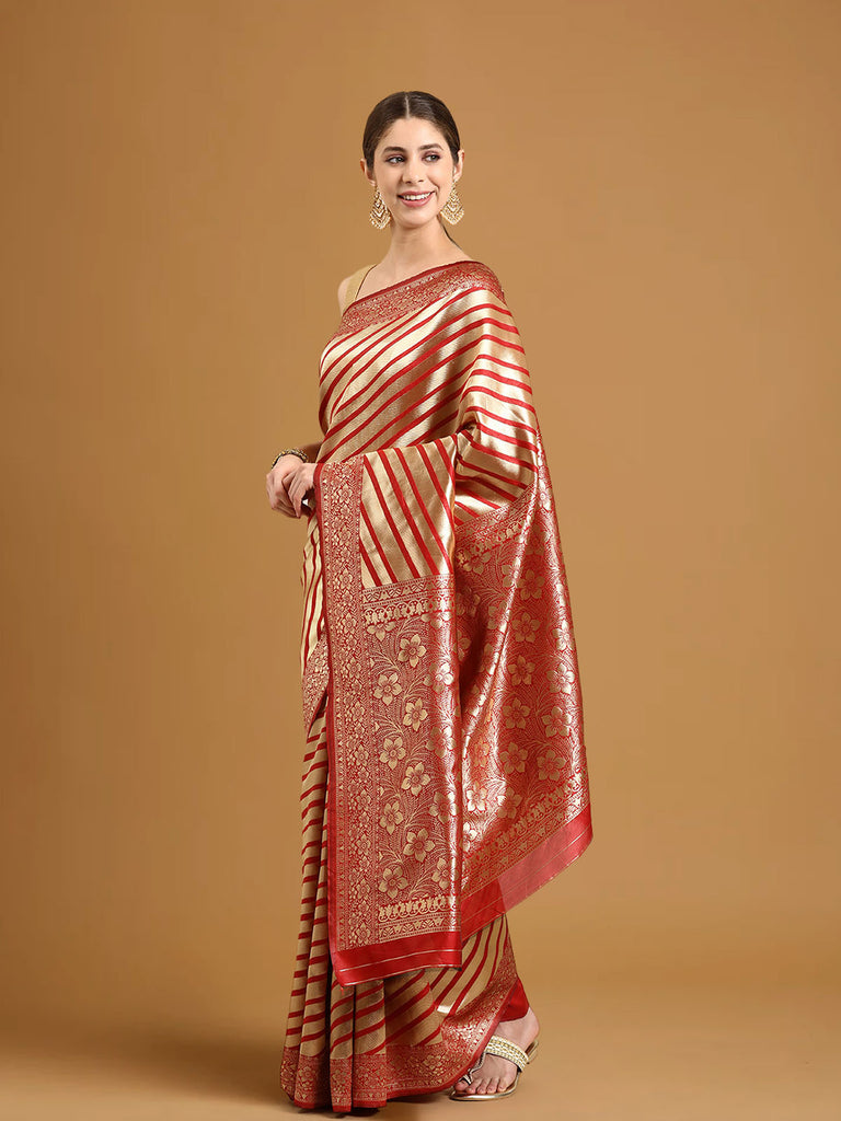 MAYA : Red Banarasi Silk Saree Silk Saree stylefables   