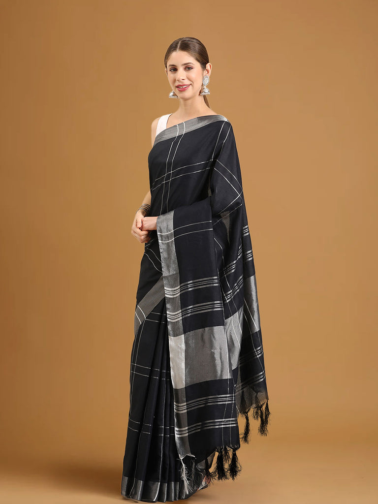 SUTA : Black Cotton Saree Cotton Saree stylefables   