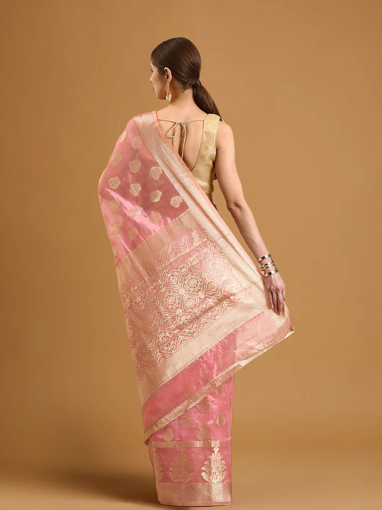 QALA : Pink Banarasi Silk Saree Silk Saree stylefables   