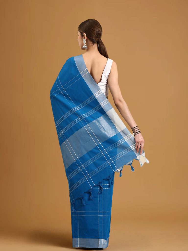 SUTA : Blue Cotton Saree Cotton Saree stylefables   