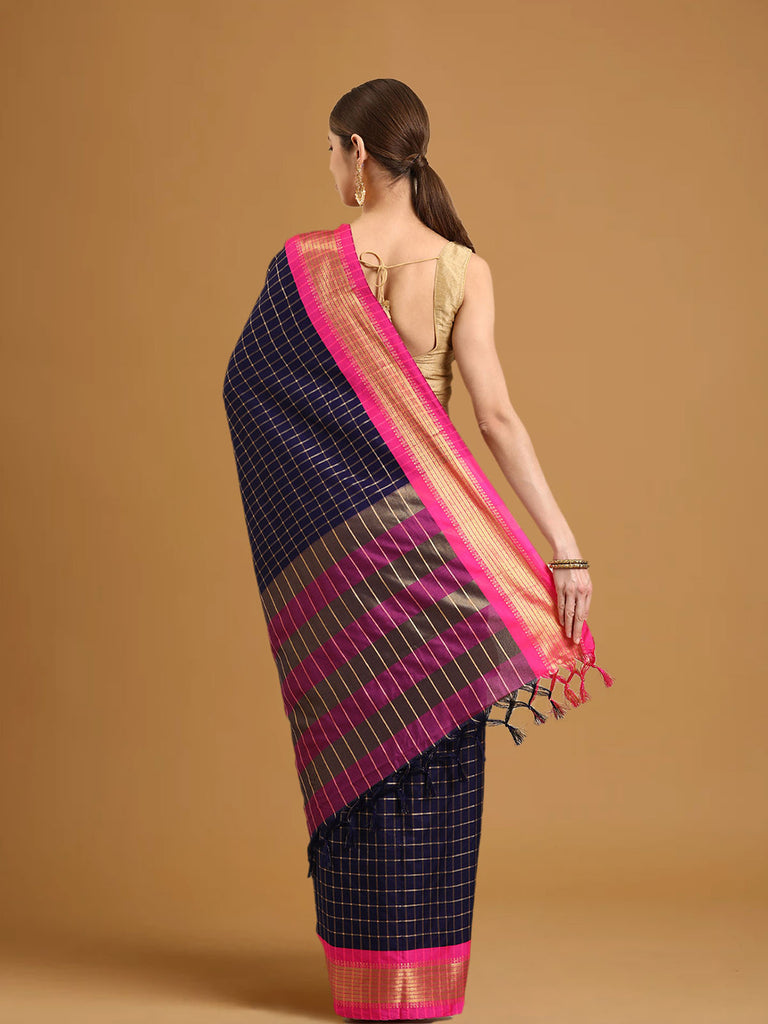 AMBAR : Blue Banarasi Silk Saree Silk Saree stylefables   