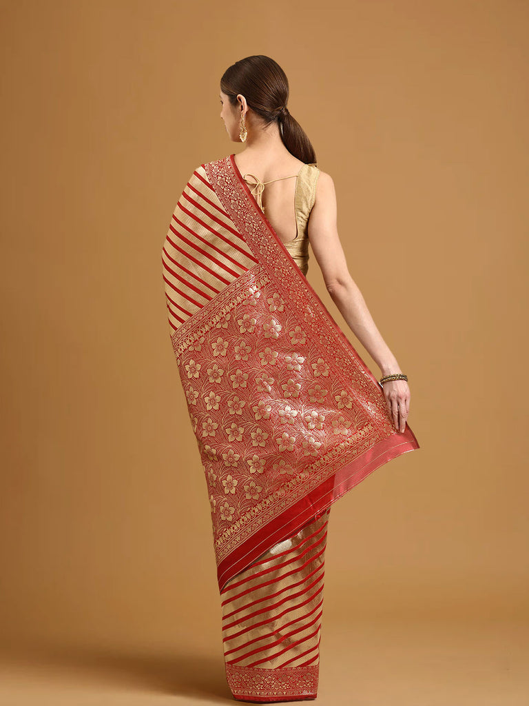 MAYA : Red Banarasi Silk Saree Silk Saree stylefables   