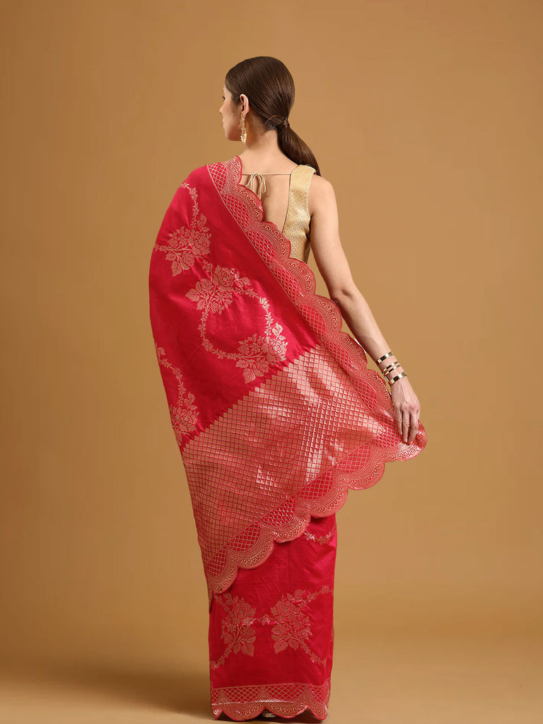 MAHARANI: Pink Banarasi Silk Saree Silk Saree stylefables   