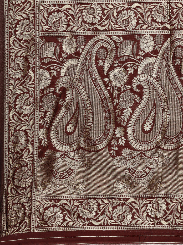 SARA : Wine Banarasi Silk Saree Silk Saree stylefables   