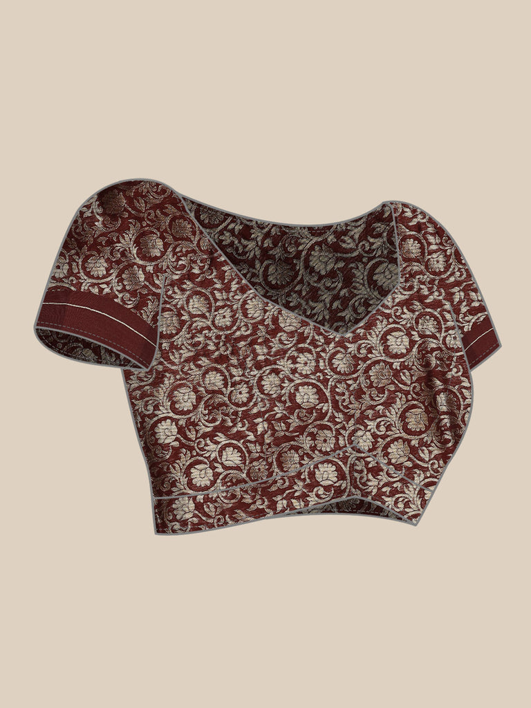 SARA : Wine Banarasi Silk Saree Silk Saree stylefables   