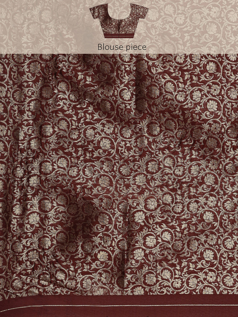 SARA : Wine Banarasi Silk Saree Silk Saree stylefables   