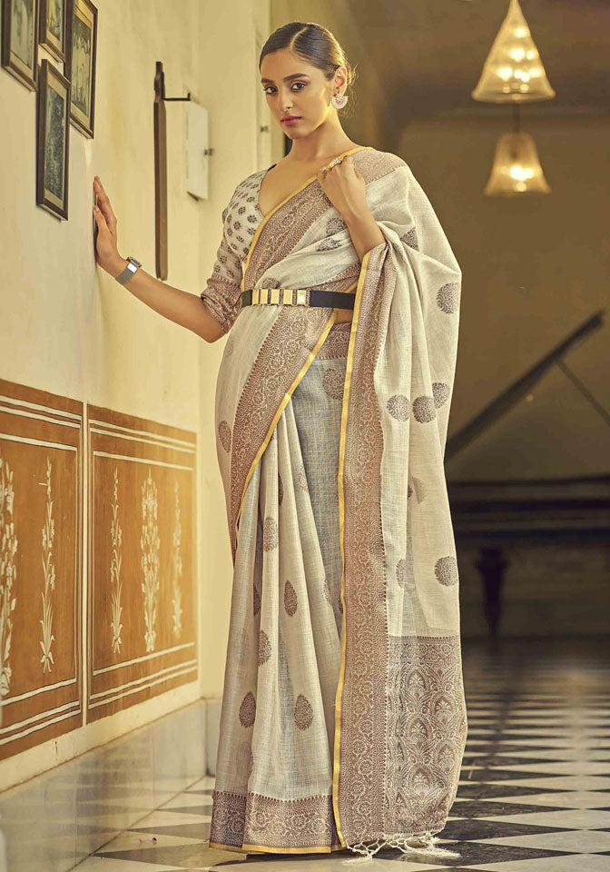 SAUMYA : Crean Linen Saree Linen Saree stylefables   